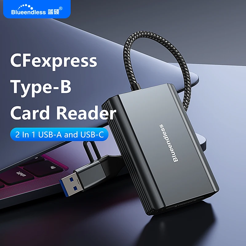 Blueendless CFexpress Type A or Type B Memory Card Reader USB 3.2 10Gbps Plug and Play with USB C/A Cable for Android/Windows/Ma image 2