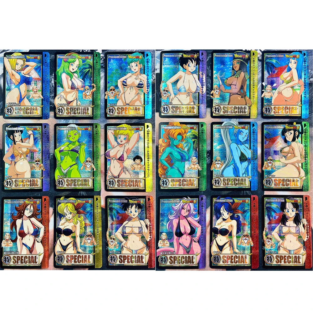 18pcs/set Dragon Ball Z GT Swimsuit Bikini Cheongsam Android 18 Bulma Sexy Girls Hobby Collectibles Game Anime Collection Cards