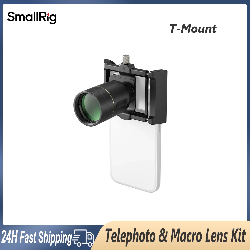 

Комплект объективов Smallrig 2X с оптическим увеличением (телеобъектив и макрообъектив) с креплением-клипсой для iPhone и смартфонов, совместимый с T-Mount и чехлами-клетками для телефонов