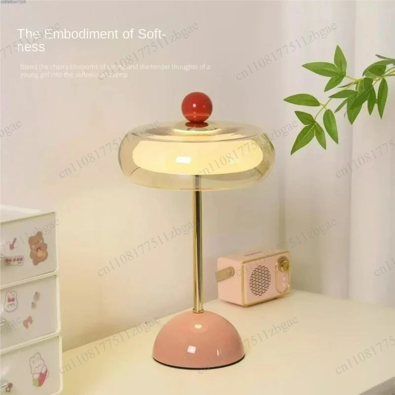 Vintage Dimmable Glass Table Lamp Mid‑Century Style Ambient Desk Lamp for Bedroom Nightstand Study Desktop Home Decor Lighting