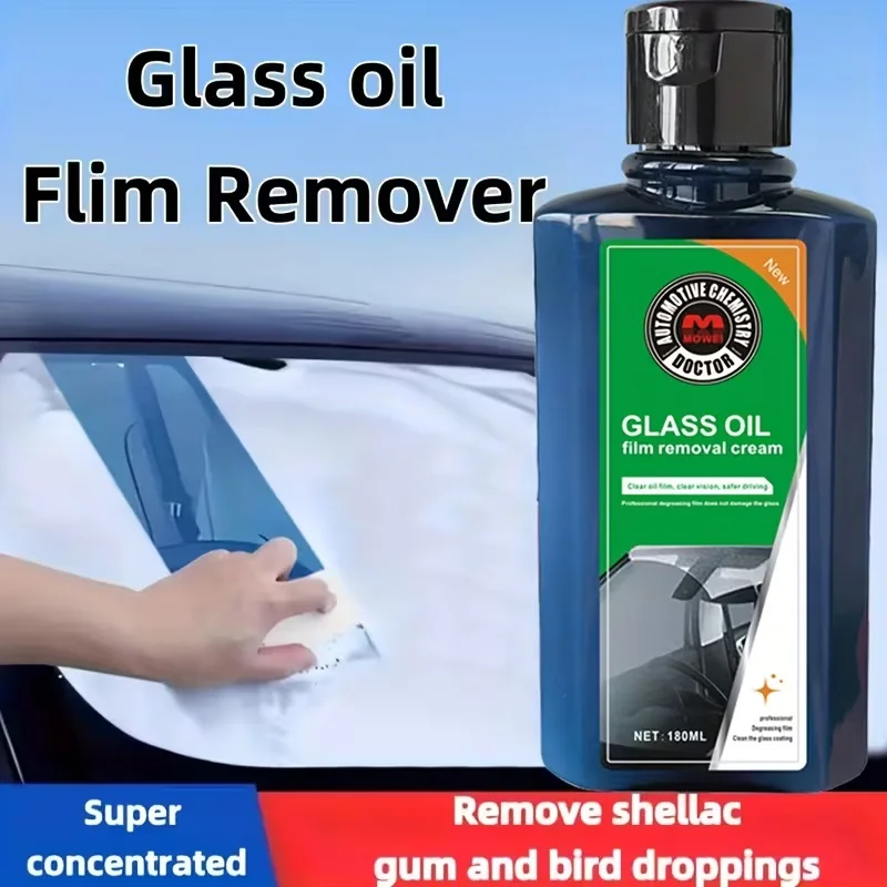 MOVEIS DOCTOR Windshield Oil Film Remover Cream - Degrease & Clear Glass Coating, Safe for Glass (180ml)