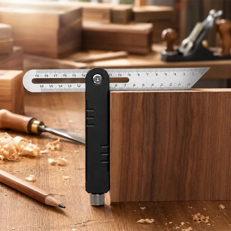 Woodworking Movable Angle Ruler Adjustable Dovetail Scribing Tool Metric Inch Measurement Line Drawing Gauge for Carpenter