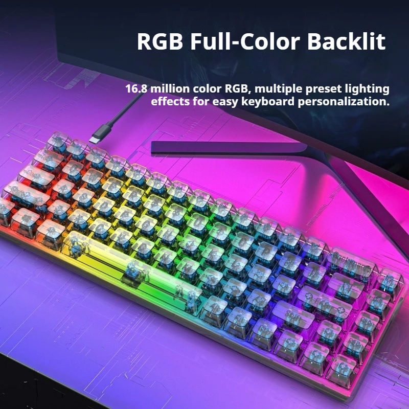 

K60 Mechanical keyboard Wired 68 Keys Transparent keycaps Quick trigger 0.01mm RGB E-sports games Keyboard