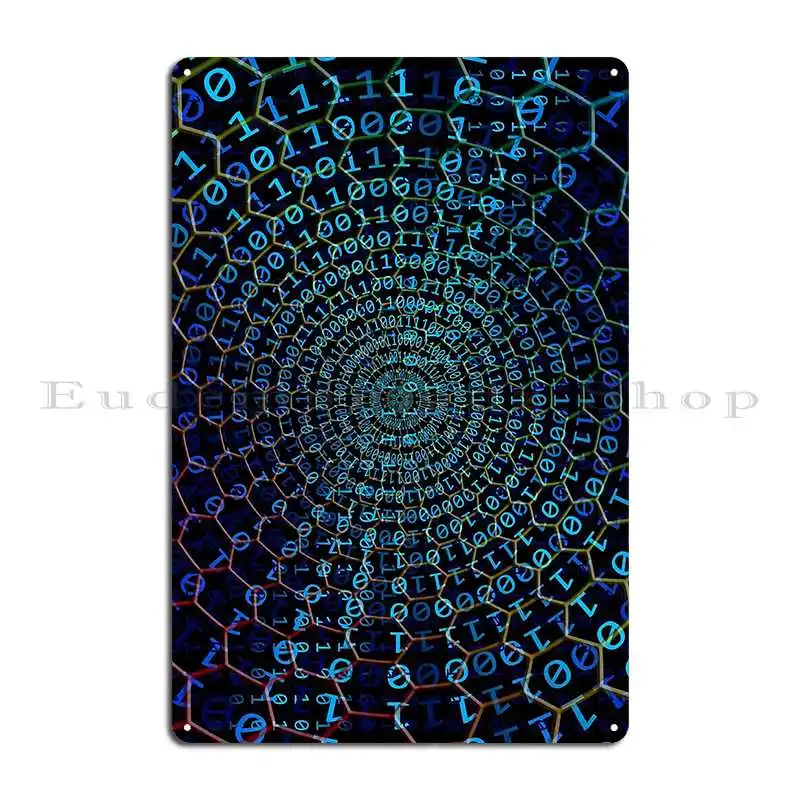 Binary Code Metal Sign Living Room Designing Club Retro Personalized Tin Sign Poster