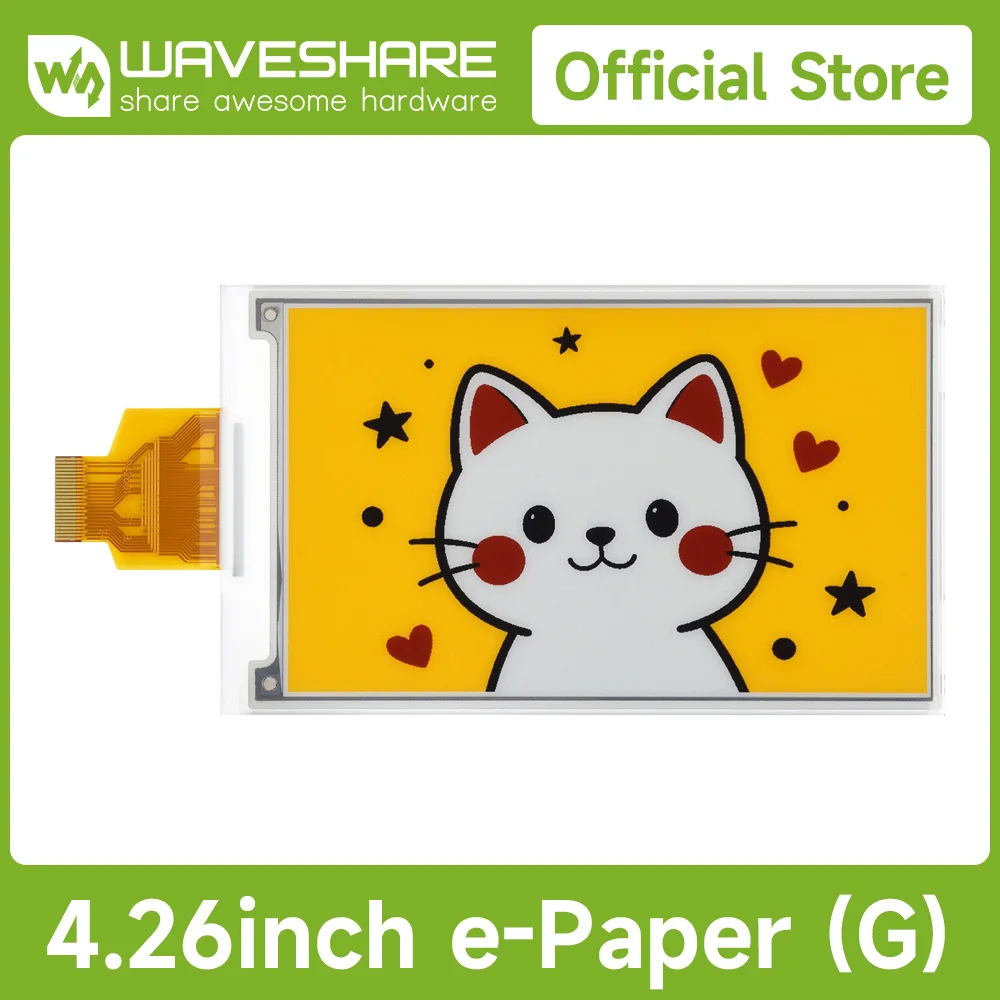 Waveshare 4.26inch E-Paper Display (G), 800 × 480, Red/Yellow/Black/White, SPI, Standard Raspberry Pi 40PIN GPIO Header