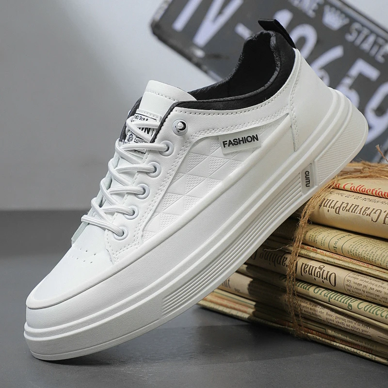 

Men's Casual Sneakers with A Simple Design Flat Heels Low Top Round Toe Lace-up and Trendy Vulcanized Shoes for Students