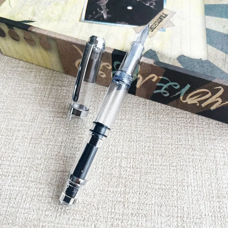 

Ручка-фонтан Wingsung 698 с прозрачным корпусом и вакуумной заправкой, тонкое перо EF F 0.38 мм 0.5 мм, оригинальное качество, с клипом, для письма и офиса