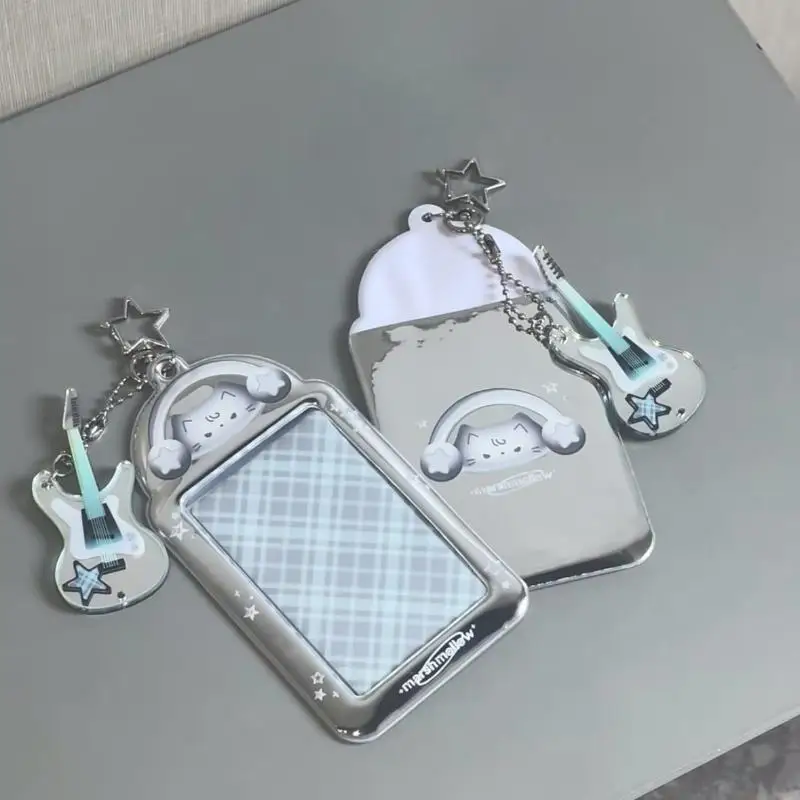 Kawaii 3 Inch Photocard Holder Clear Pendant Case with Keychain Loop for Student ID Idol Photo Bag Display Travel Accessory