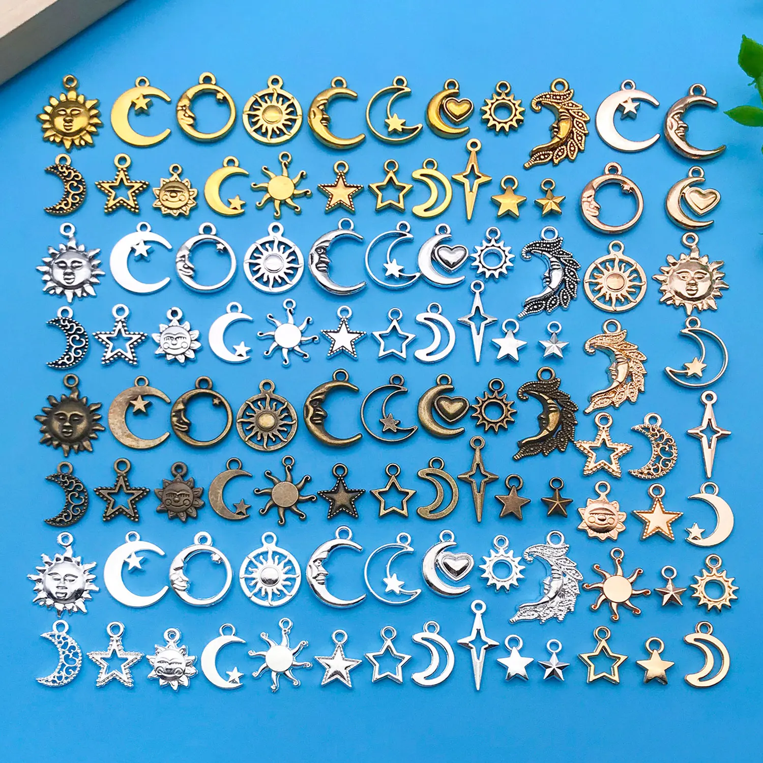 Mix 20/100pcs Sun Star Moon Alloy Pendants Set DIY Jewelry Making Supplies For Keychain Necklace Charms Craft Trendy Accessories