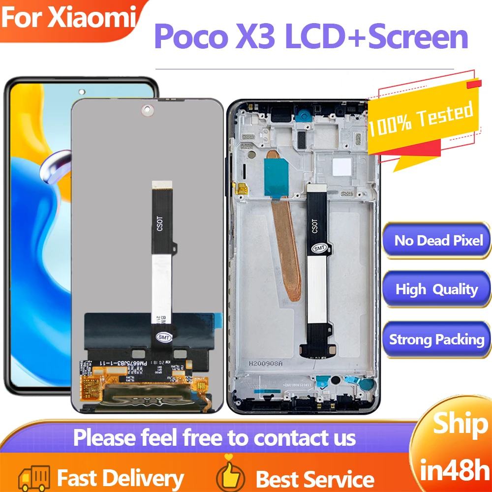 

6.67'' 100% New Display For Xiaomi Poco X3 LCD Display Touch Screen Digitizer Assembly For Xiaomi Poco X3 NFC LCD Screen