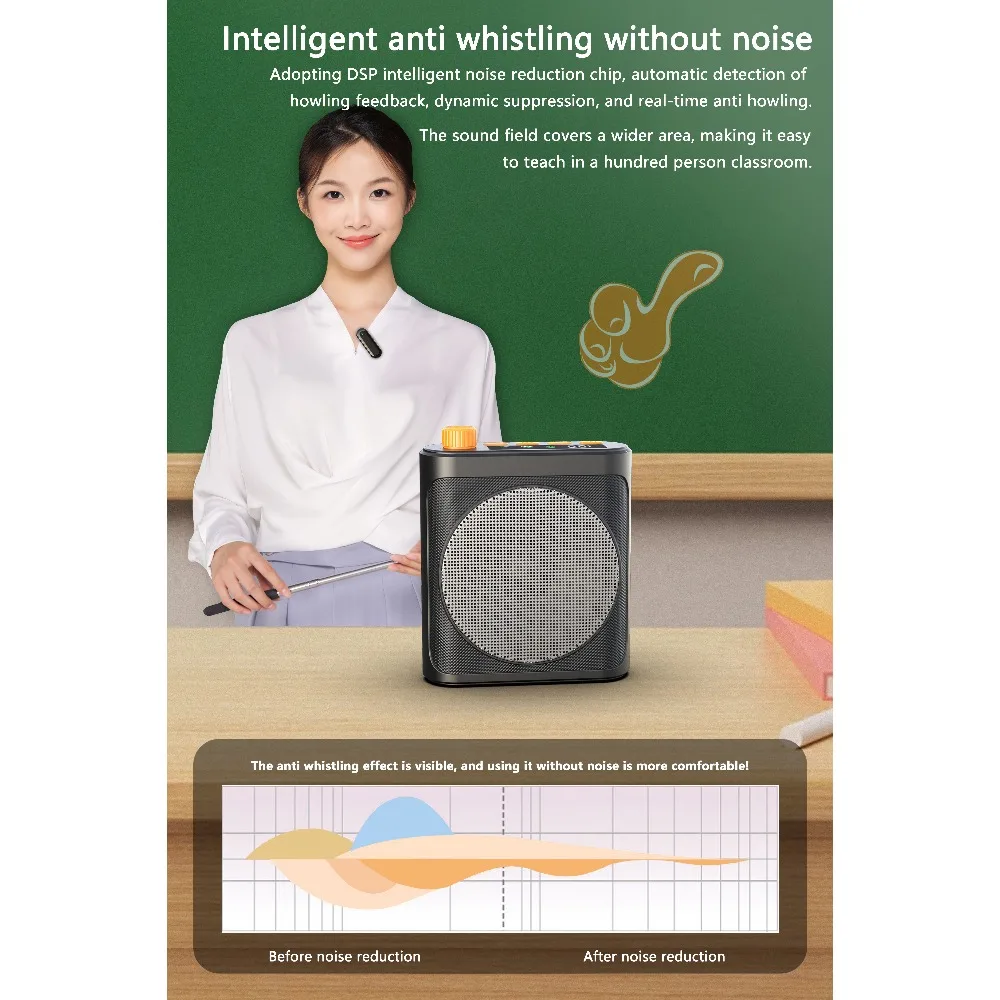 10pcs Portable Voice Amplifier with 2 Wireless Magnetc Lavalier Microphones, Mic Speaker for Teachers
