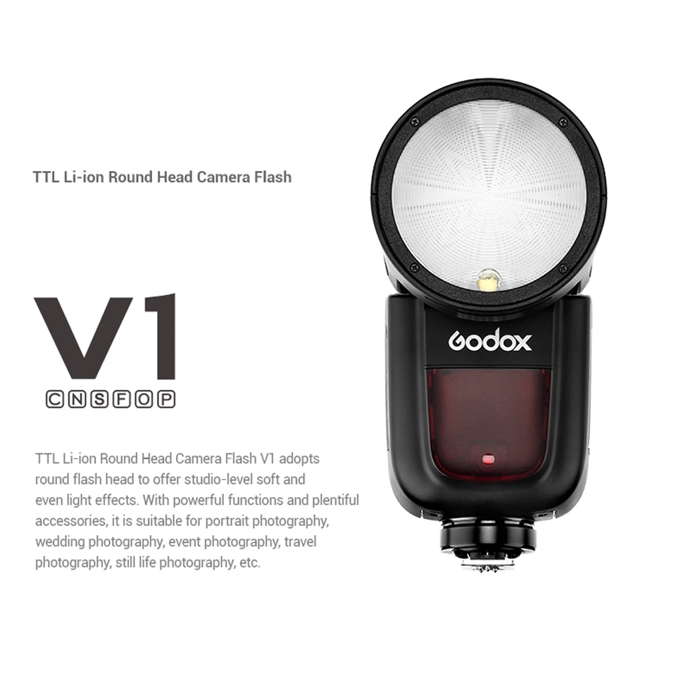 Godox V1 C/N/S/F/O 2.4G TTL On Camera Flash Light 1.5S Recycle Time HSS Hot Shoe Flash for Photography Studio