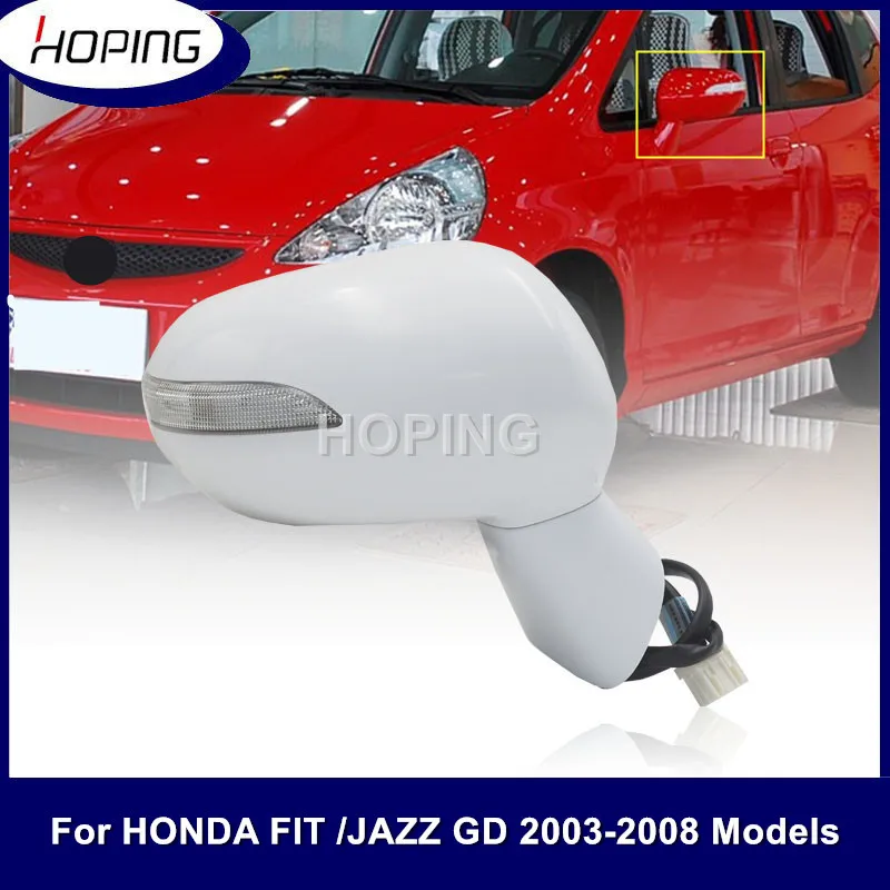 Outer Rearview Mirror Side Mirror For HONDA FIT JAZZ For CITY 2003-2008 5PINS Electric Angle Adjust + LED Lamp