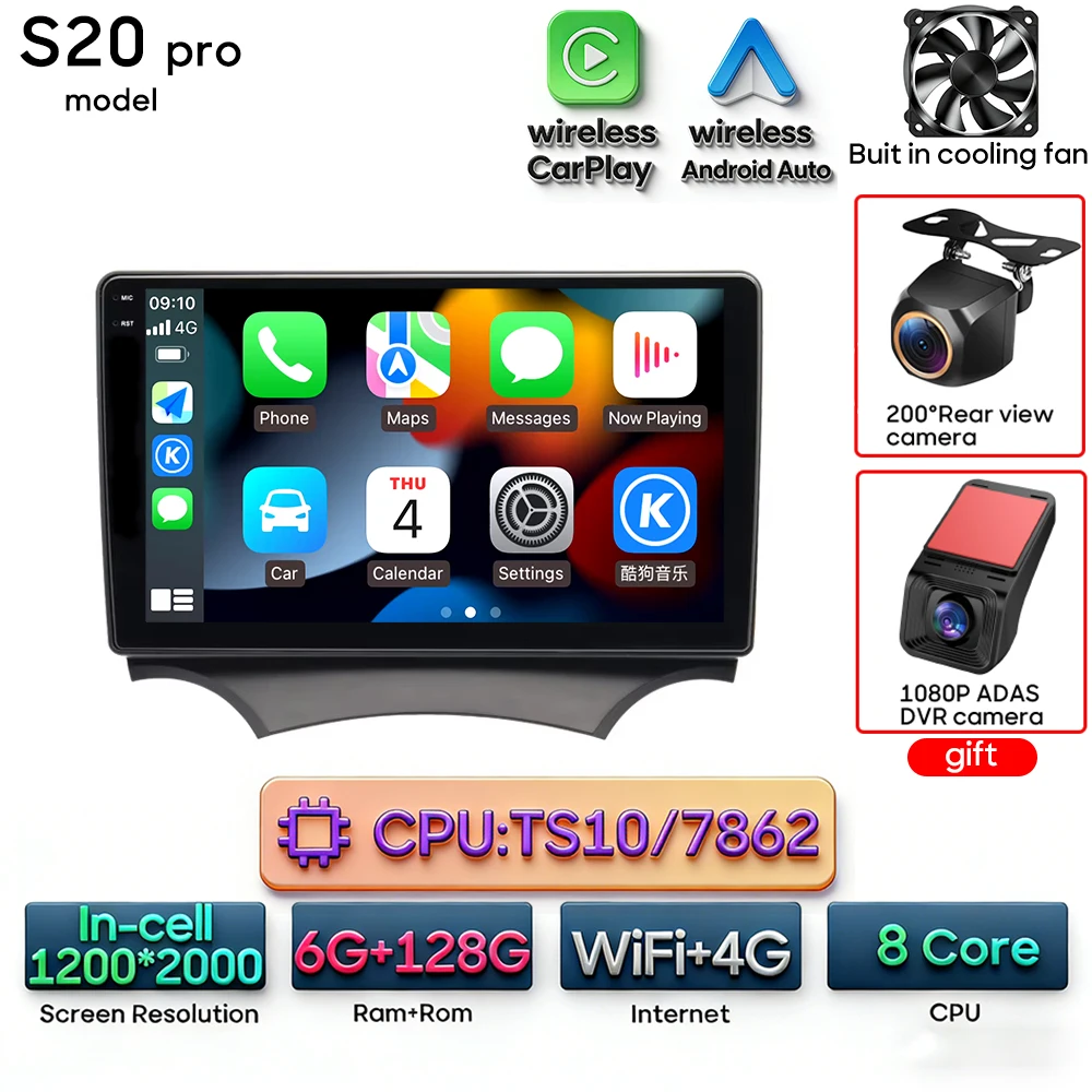 Android 16 voor Ford KA K2 2008 - 2014 Audioscherm Autoradio Videomultimediaspeler Carplay + Android Auto Navigatie GPS 2din