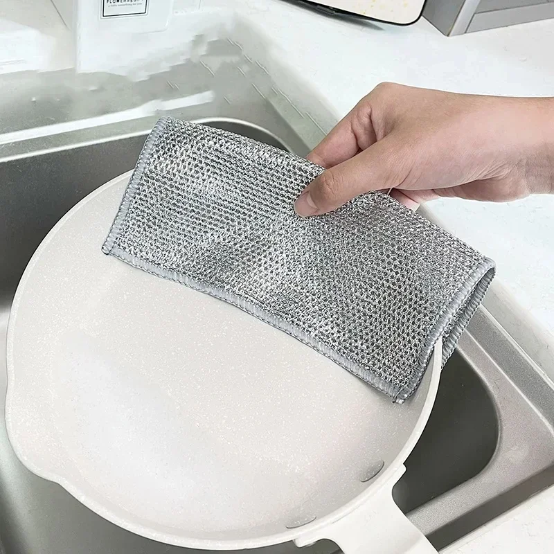 

Dish Cloth Rust Removal Cleaning Cloth Kitchen Magic Dishwashing Towel Metal Steel Wire Cleaning Rag Microwave Stove Clean Tools