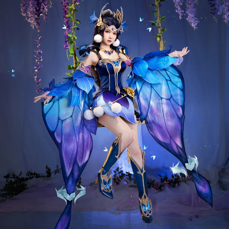 

Pre-sale Diaochan Cosplay King of Glory Sexy Butterfly sleeves Midsummer Night's Dream Costume women Halloween Full set E