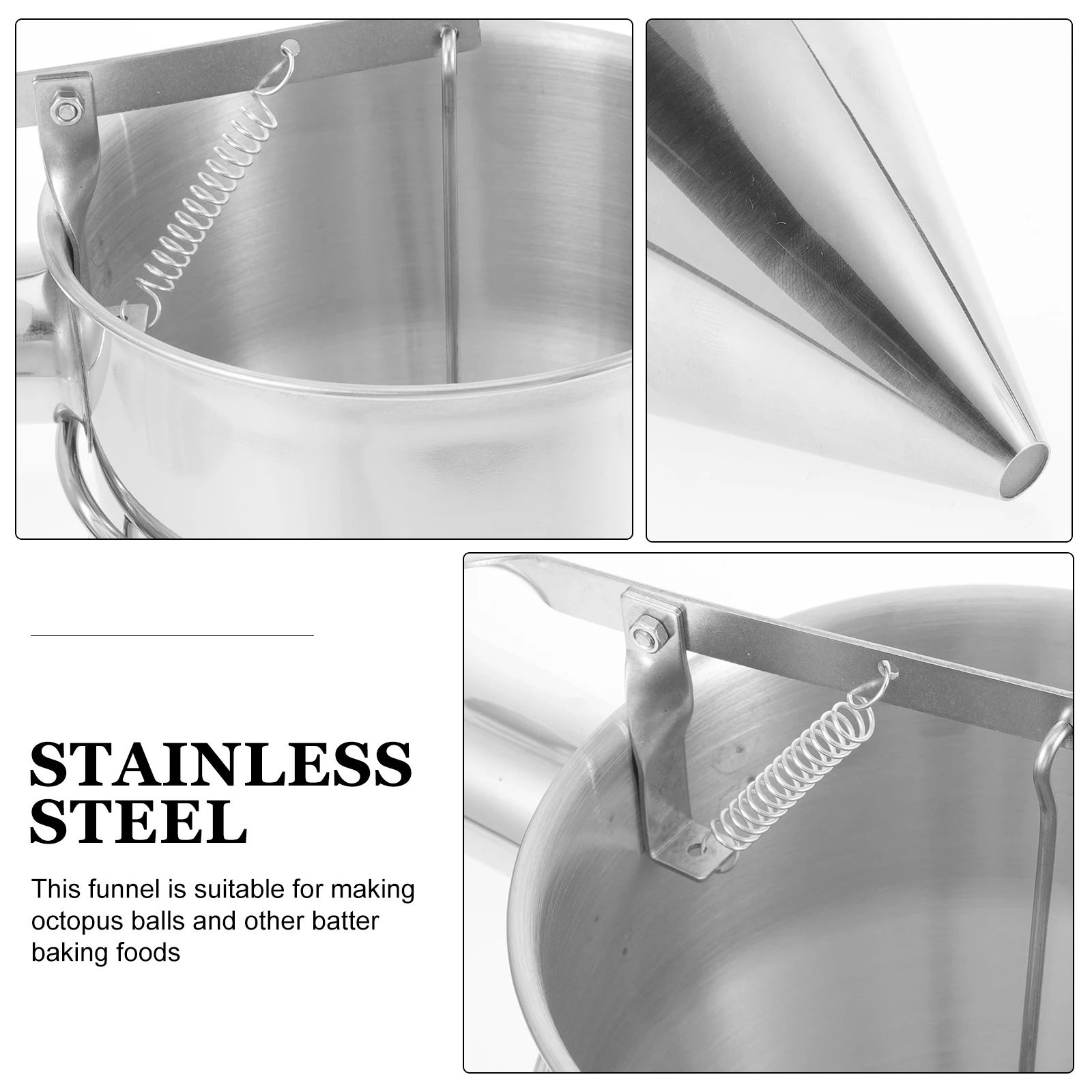 

Stainless Steel Cone Funnel Detachable Baking Tool for Octopus Pancake Grease Separator Kitchen Accessories