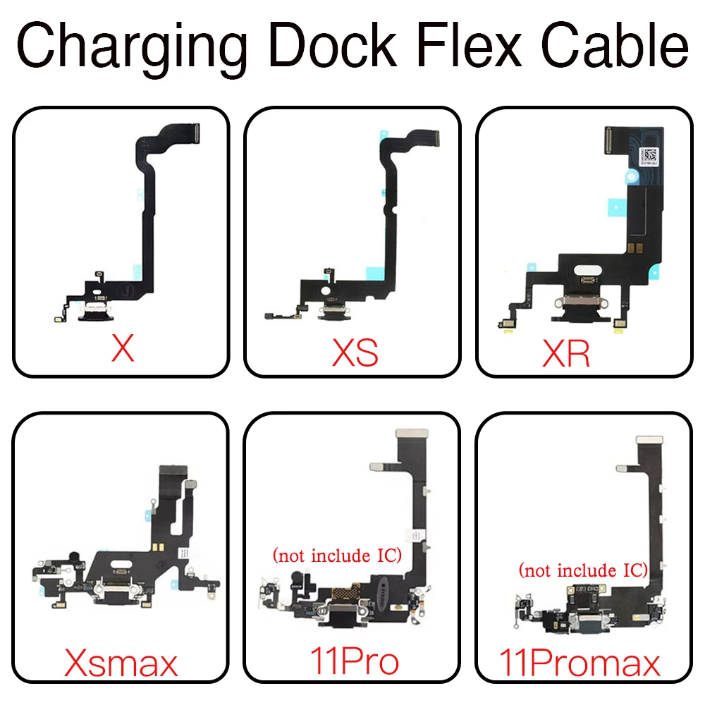 USB Dock Connector Charging Flex Cable For iPhone X XS XR 11 11Pro Max Charger Port Mobile Phone PartsReplacement