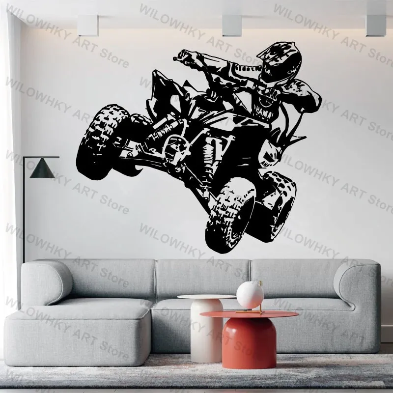 

Four Wheel Mountain Bike Vinyl Wall Sticker ATV Motorcycle Fans Teen Room Bedroom Garage Decoration Decal Wallpaper Mural Gift 6