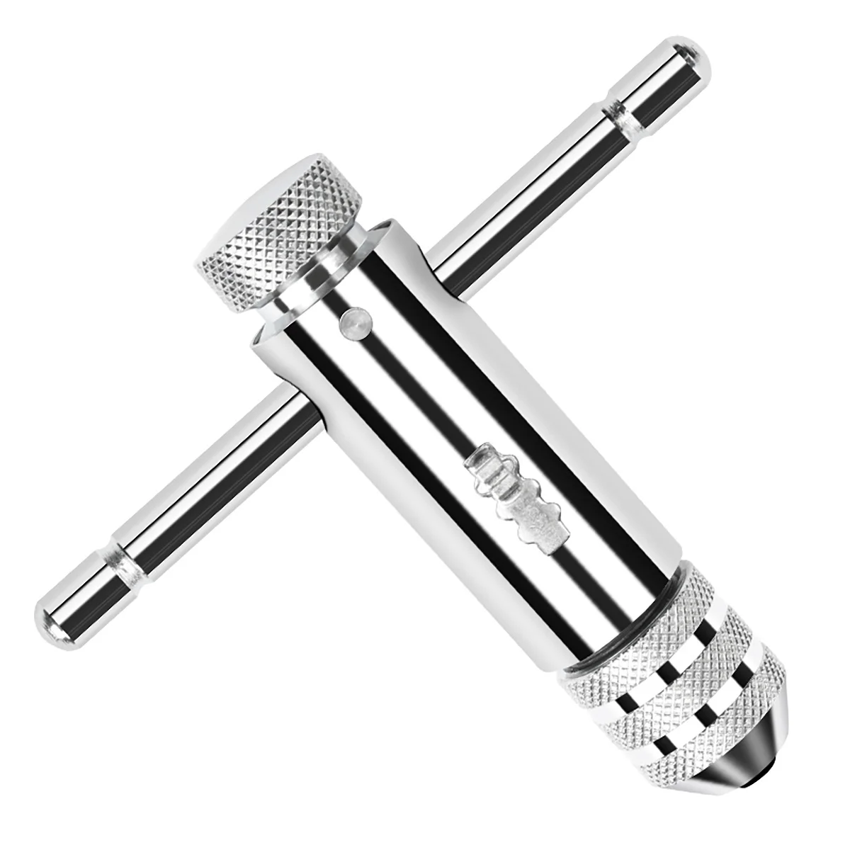 

Adjustable Ratchet Tap Wrench Multi-Size M3-M12 Threading T-Handle Tool with Tap & Reamer Silver