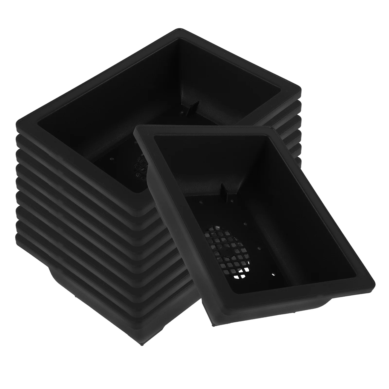 

12Pcs Vintage Style Rectangular Flower Pots Plastic Indoor Balcony Bonsai Containers Garden Nursery