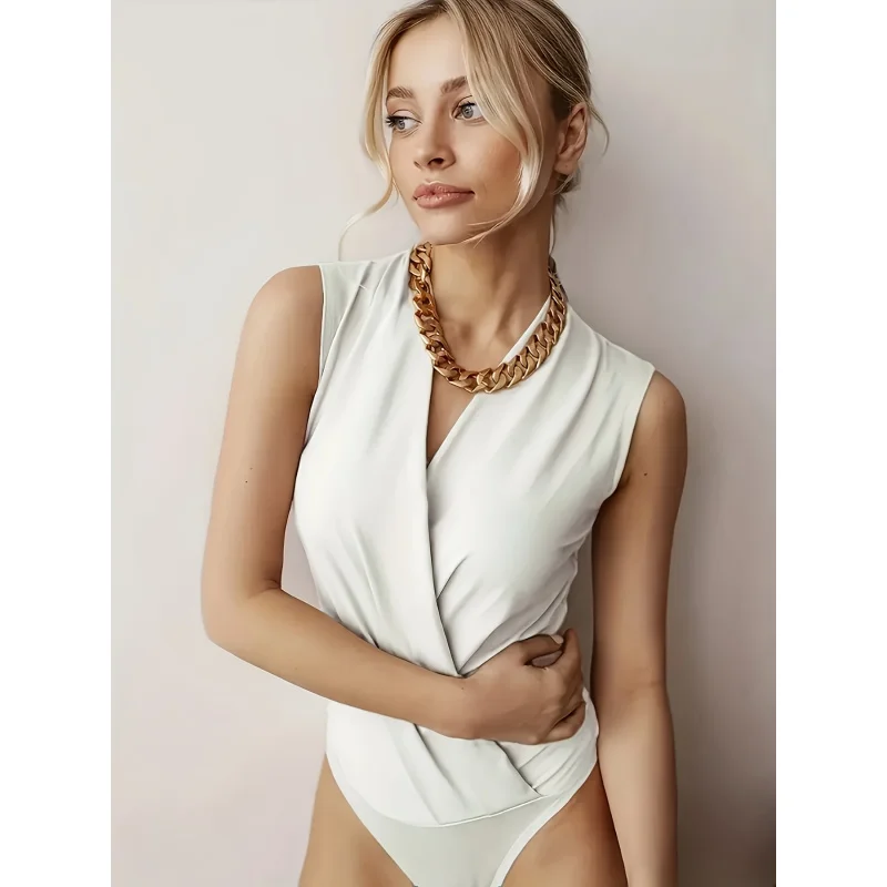 Elegant White V-Neck Jumpsuit for Women