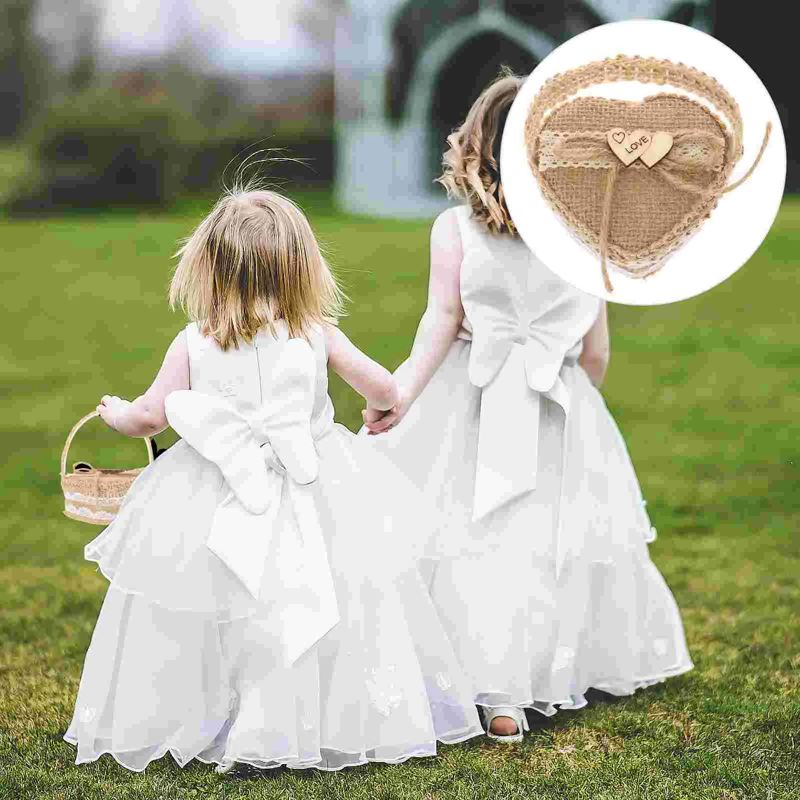 Small Heart Shaped Basket Ring Box Apparel Wedding Flower Girl with Cover Heart-Shaped Baskets Round