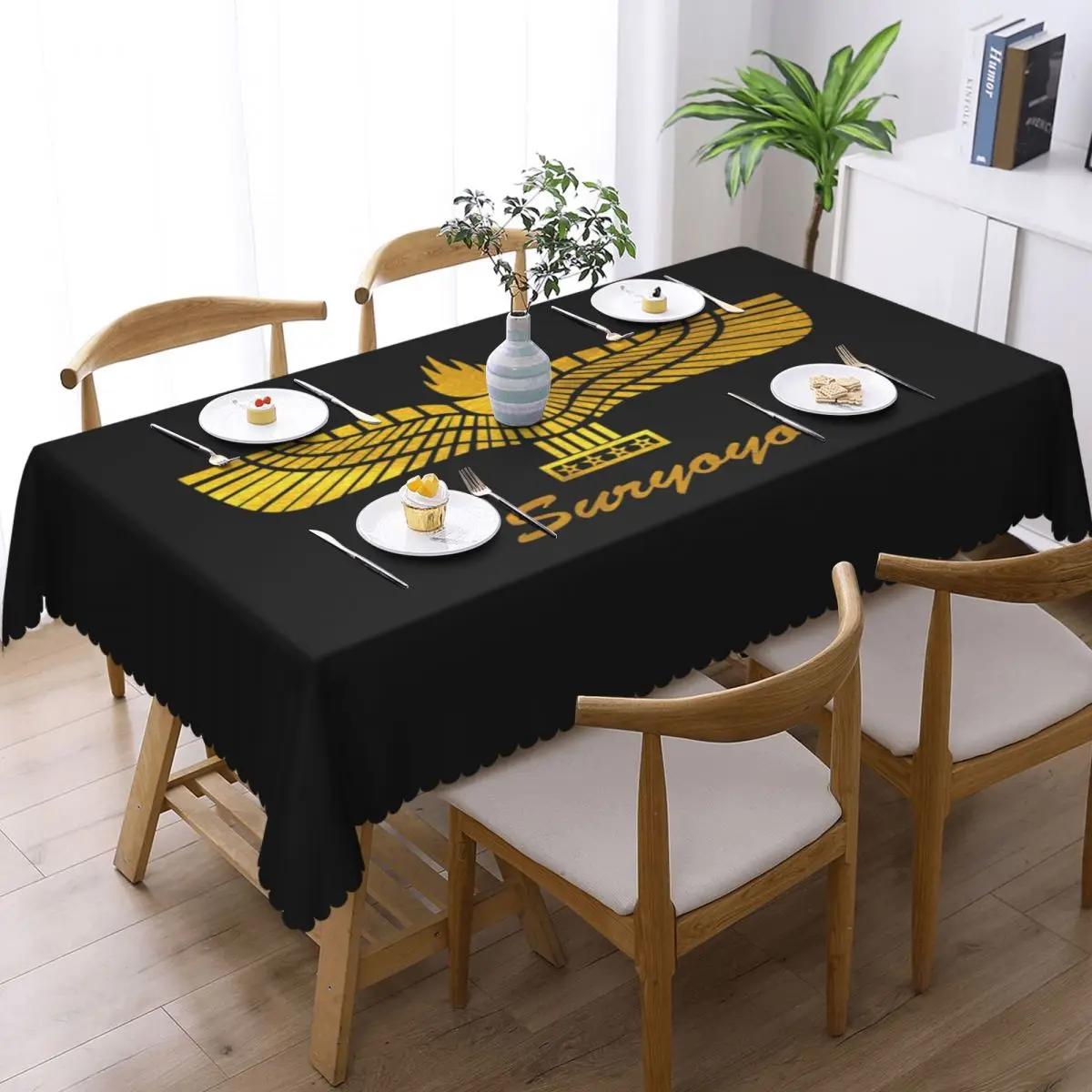 Aramean Suryoyo Logo Rectangular Tablecloth Oilproof Table Cloth Syriac Assyria Ancient Table Cover