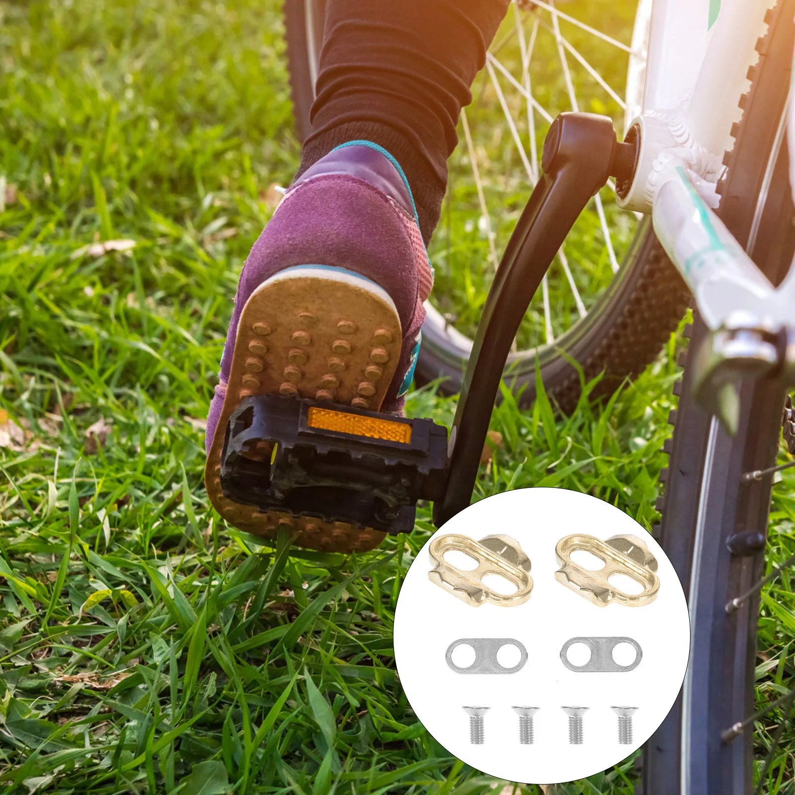 1Pair Pedal Cleat Self-Locking Durable Cycling Pedal Clip-in Clips Kit for Mountain Bike Shoes Power Transfer Accessories