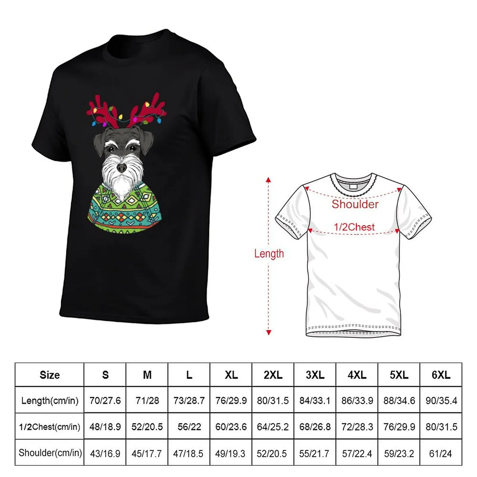 Schnauzer Reindeer Christmas Sweater T-Shirt cotton t shirt man funny t shirts cotton T-Shirt