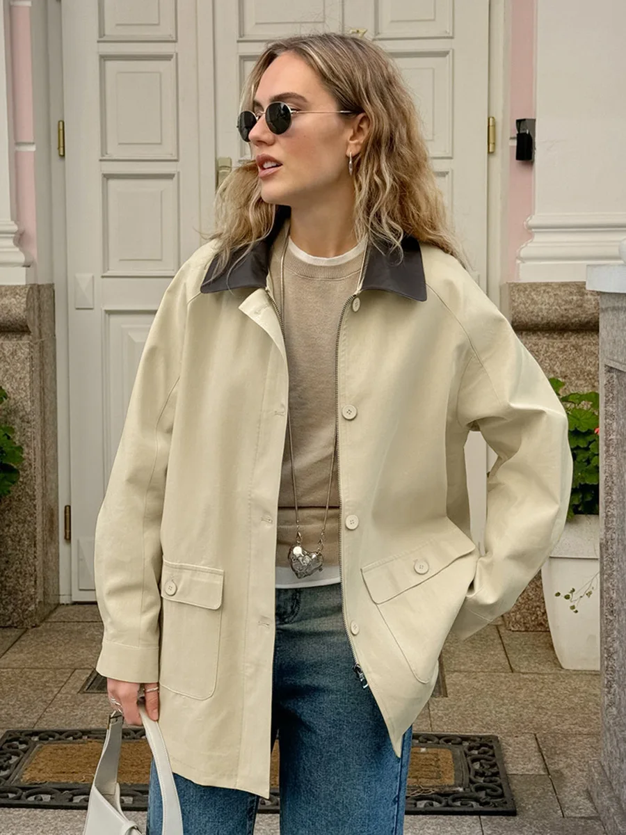 

100% Cotton Vintage Patchwork Jacket Top Fashion Autumn Turndown Collar Single Breasted Casual Coat England Style New Outerwear