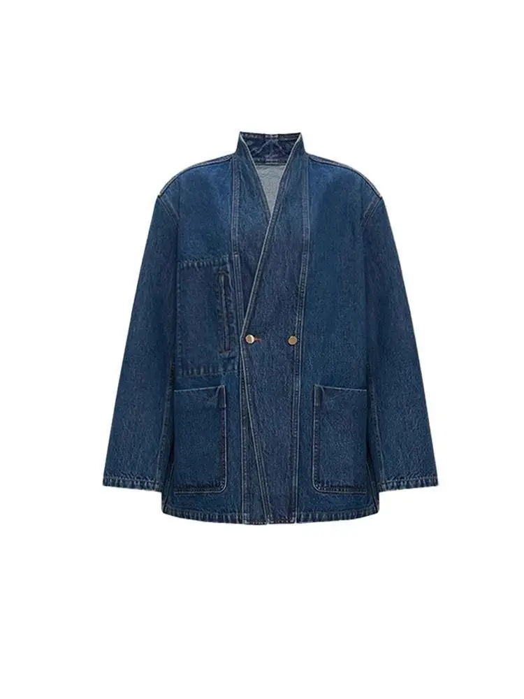 Early Autumn New Vintage Wide-sleeved Double-button Stand-up Collar Jacket Coat