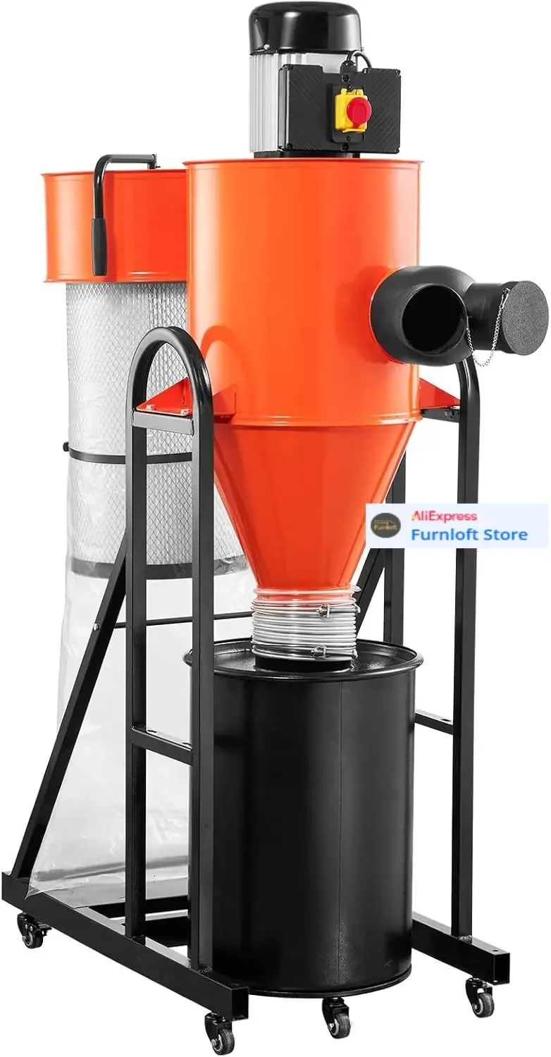 Dust Collector, 763 CFM 1 Micron Cyclone Dust Collector, 1.5HP Dusts Collection System with 12.5-Gallon Dust Collector Bag