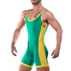 Wrestling singlets barriga controle wear ginásio sem mangas triathlon powerlifting roupas correndo skinsuit estilo clássico cor sólida