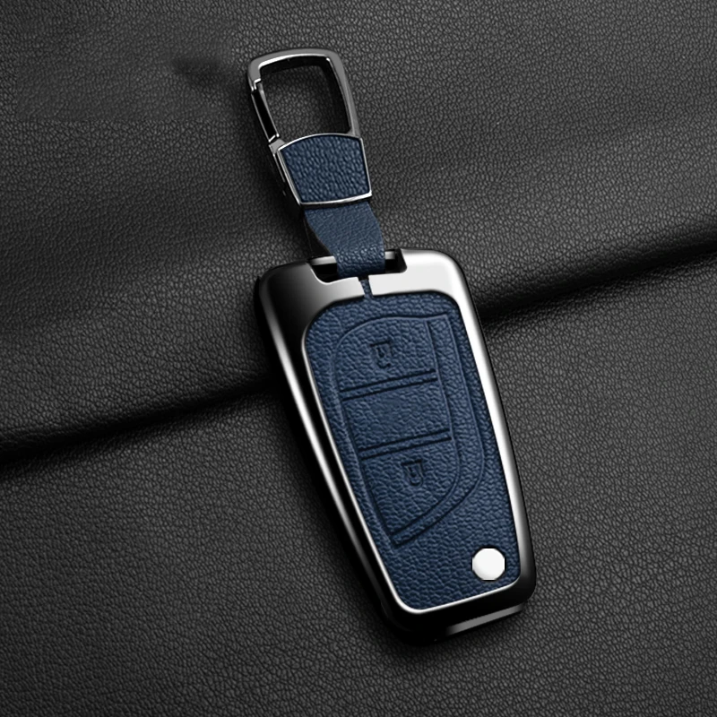 

2 3 Buttons Car Key Case Cover for Toyota Hilux Corolla Avensis Prado Fortuner RAV4 Metal Leather Flip Remote Protection Shell
