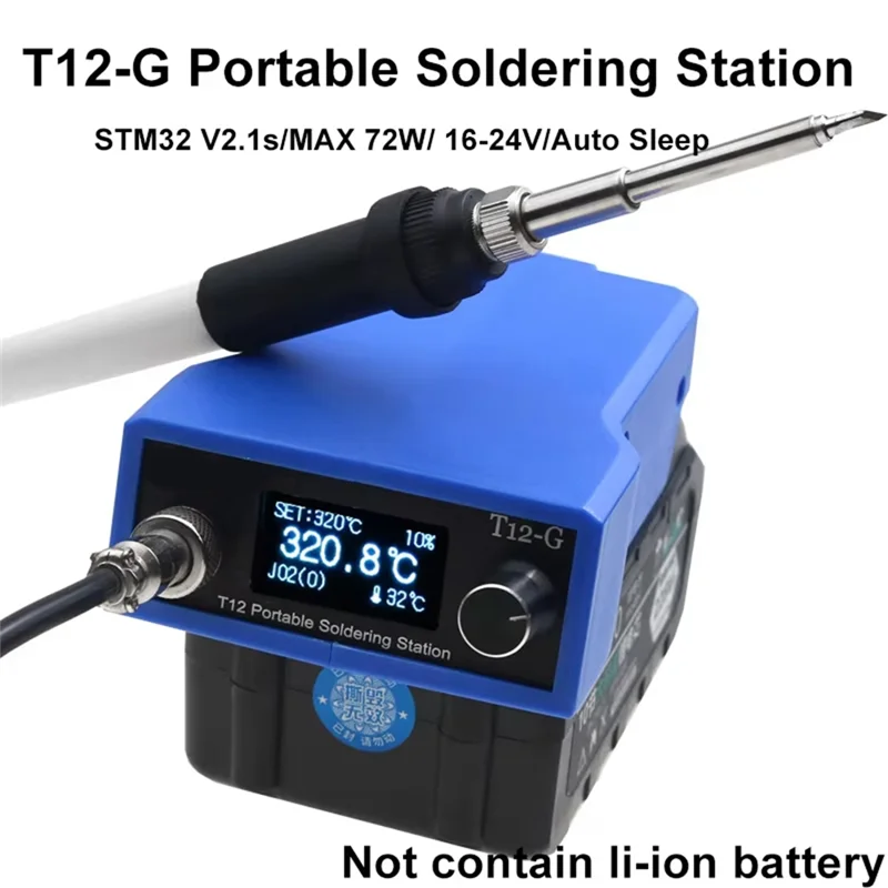

AF90-T12-G Cordless Soldering Iron Station 72W For 20V Max Li- Battery For Battery Electric Solder