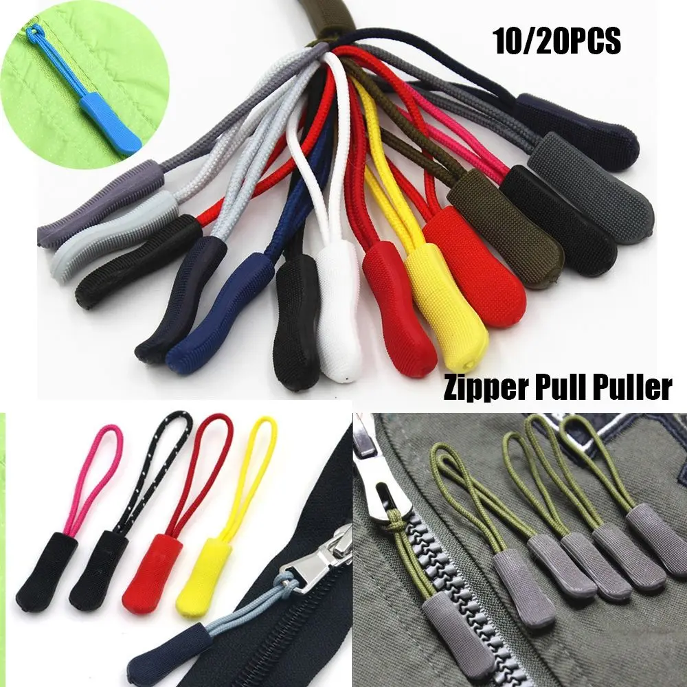 10/20pcs 9 colors Travel Clothing Bags Clip Buckle Cord Rope Pullers Ends Lock Zips Zip Puller Replacement Zipper Pull