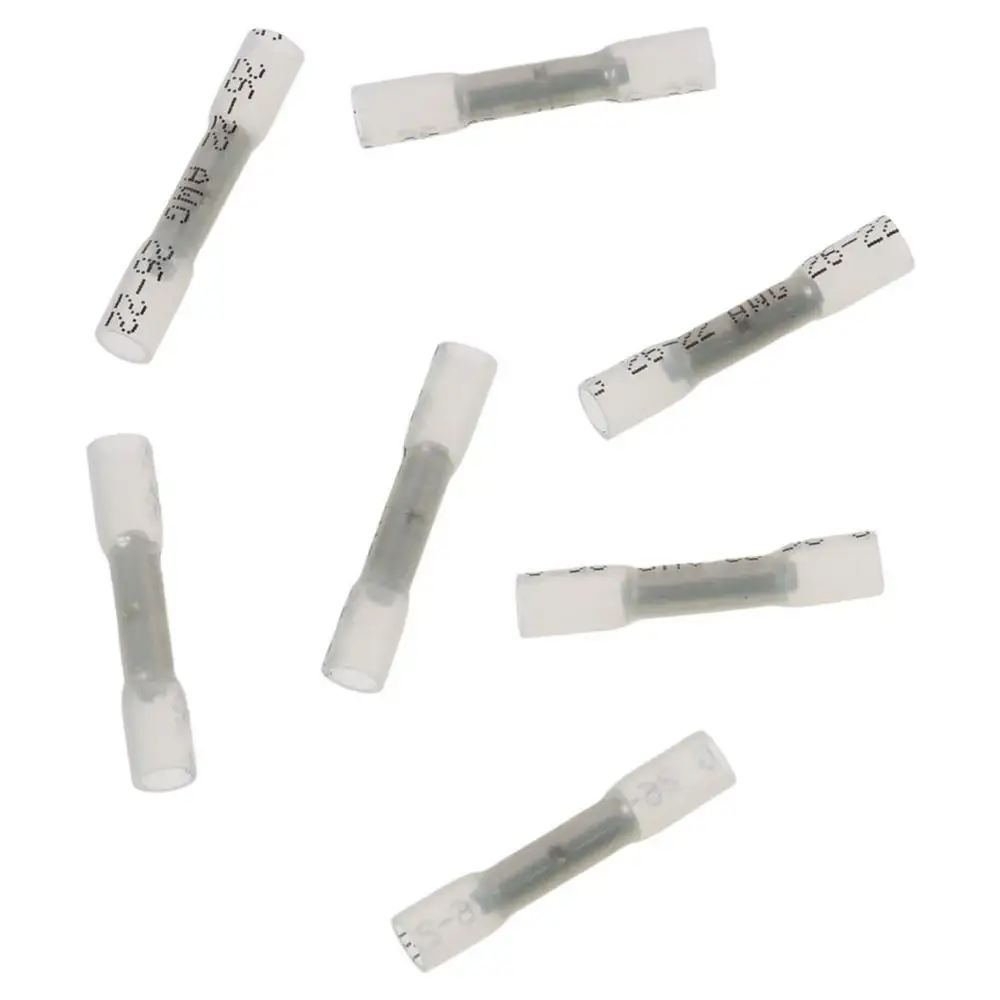 100Pcs 26-24 AWG Heat Shrink Butt Connectors Clear Insulated Electrical Wire Connectors Waterproof Butt Splice Automotive