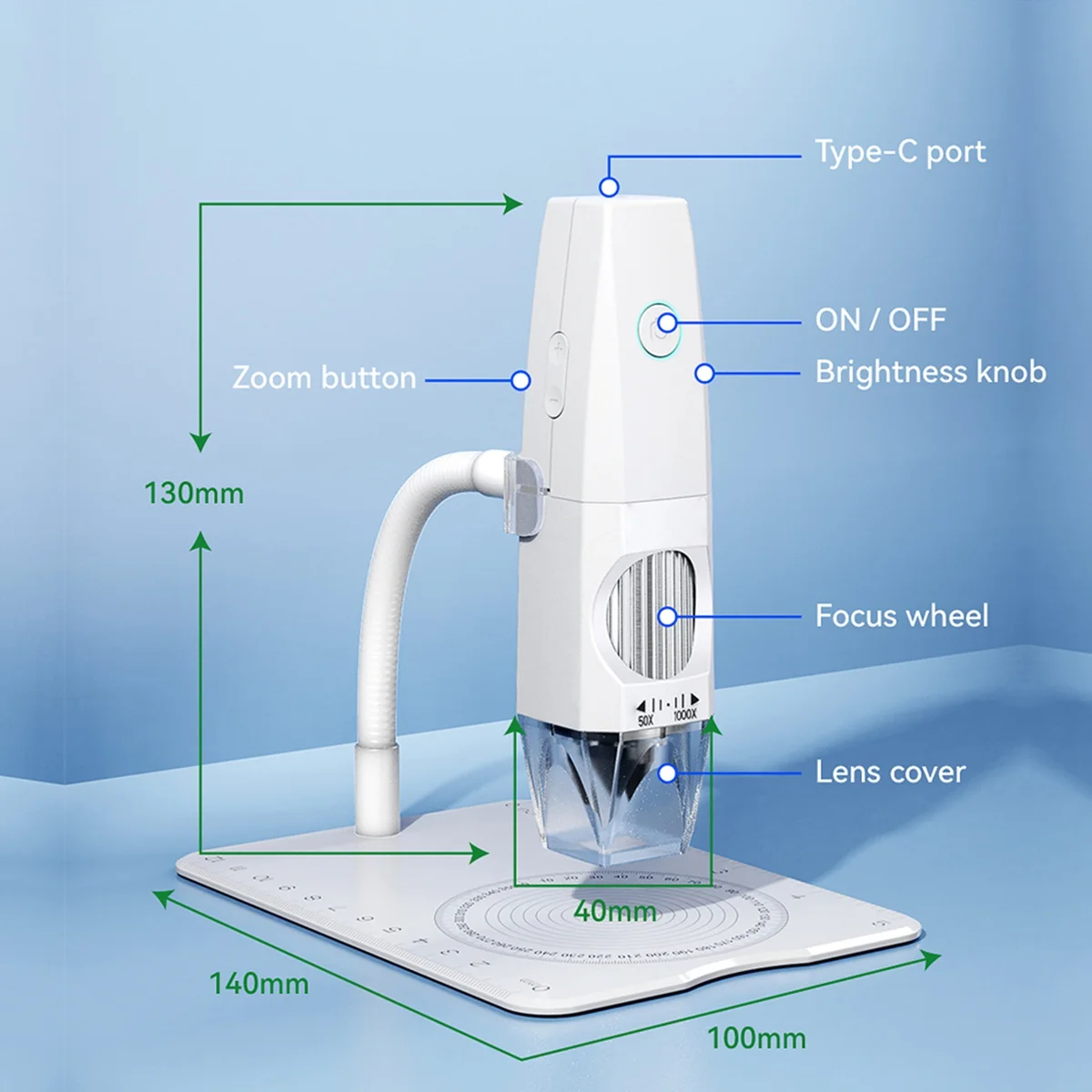 2MP 1080P WiFi Electron Microscope USB Mobile Phone Computer Connecting Microscope Taking Portable Electron Microscope