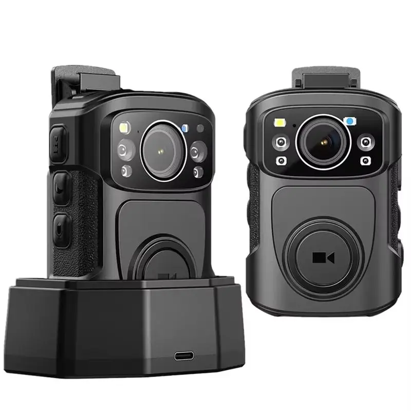 كاميرا الجسم الجديدة B4K5 4K IP68 GPS Bodycam 128GB 2160P تسجيل الفيديو كاميرا الشرطة للرؤية الليلية جهاز شحن كاميرا يمكن حملها بالجسم الصغيرة