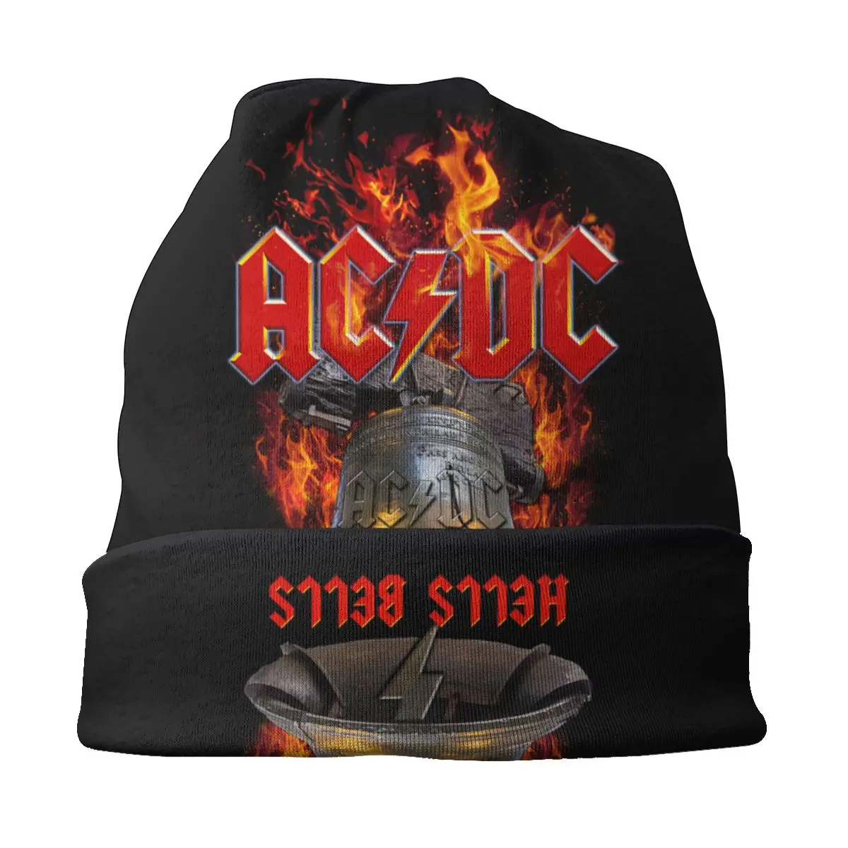 AC DC Hells Bells Bonnet Beanie Knit Hat Men Women Fashion Unisex Retro Rock Heavy Metal Winter Warm Skullies Beanies Cap