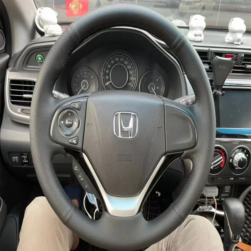 For Honda Crv 12-16 Crider 13-17 Hand Sewn Needle Thread Car Steering Wheel Cover Interior Car Accessories Leather Protection
