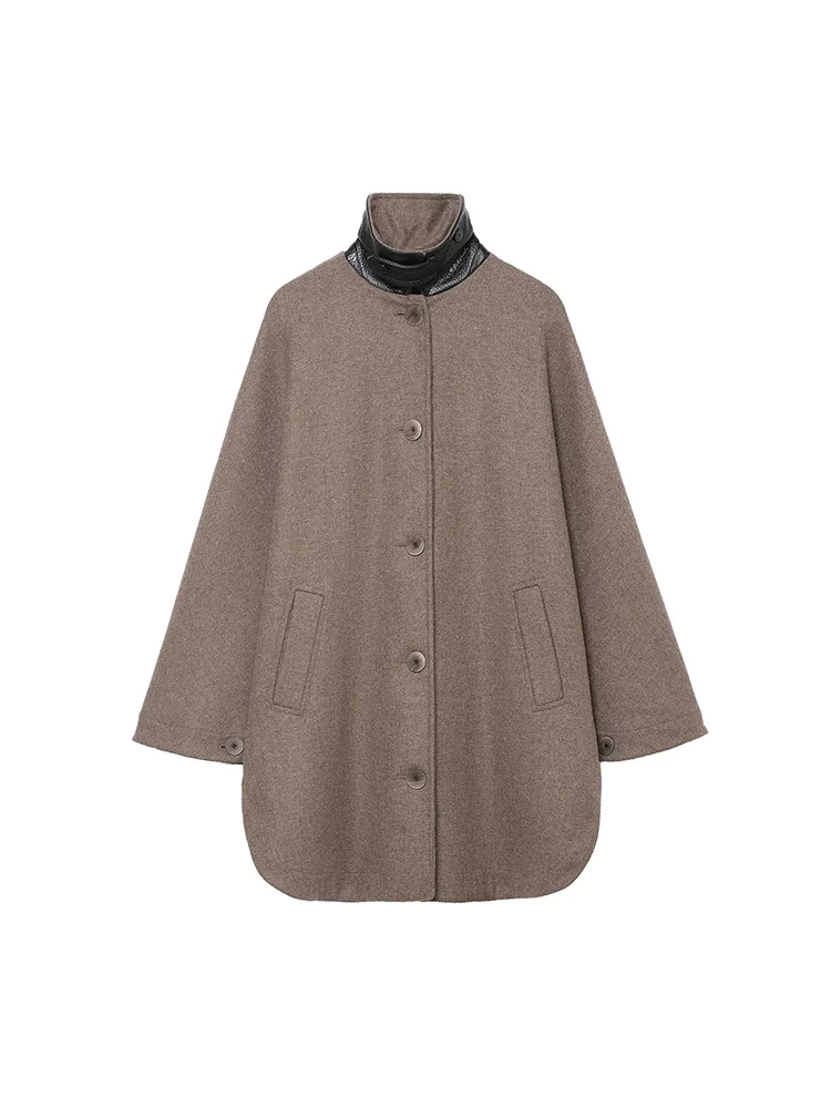 

European-style new women's fashionable and versatile single-breasted layered color-blocked coat/jacket.