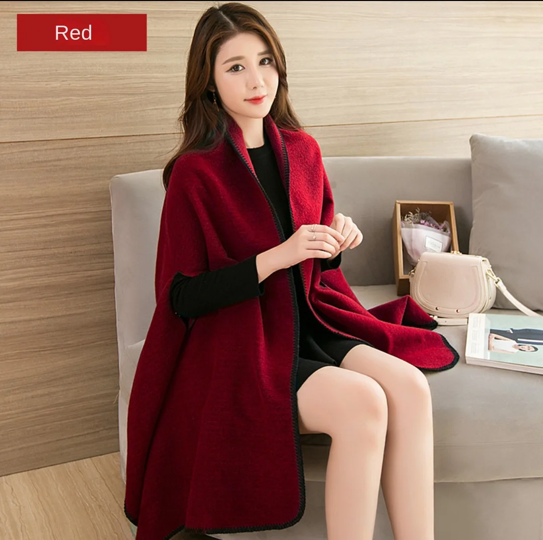 Luxury Shawl Women\'s Outer Wear Thickened Cashmere High-end Autumn and Winter Scarf Dual-use 2023 New Cloak Cloak Coat