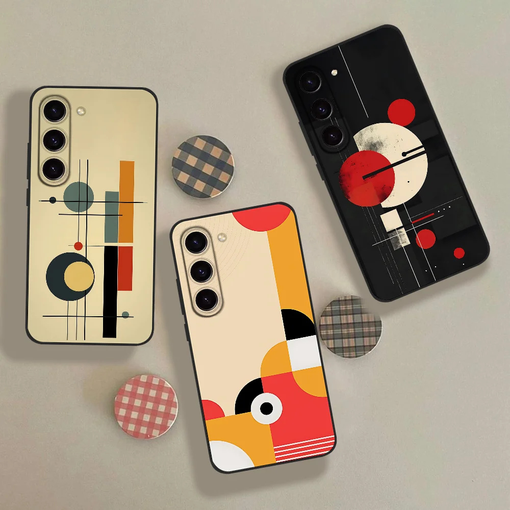 

Geometric Bauhaus Art Phone Case For Samsung S24, S25 S22,S30,Note20,Lite,Ultra,5G,Plus,FE, Shockproof, Slim, Black,Case
