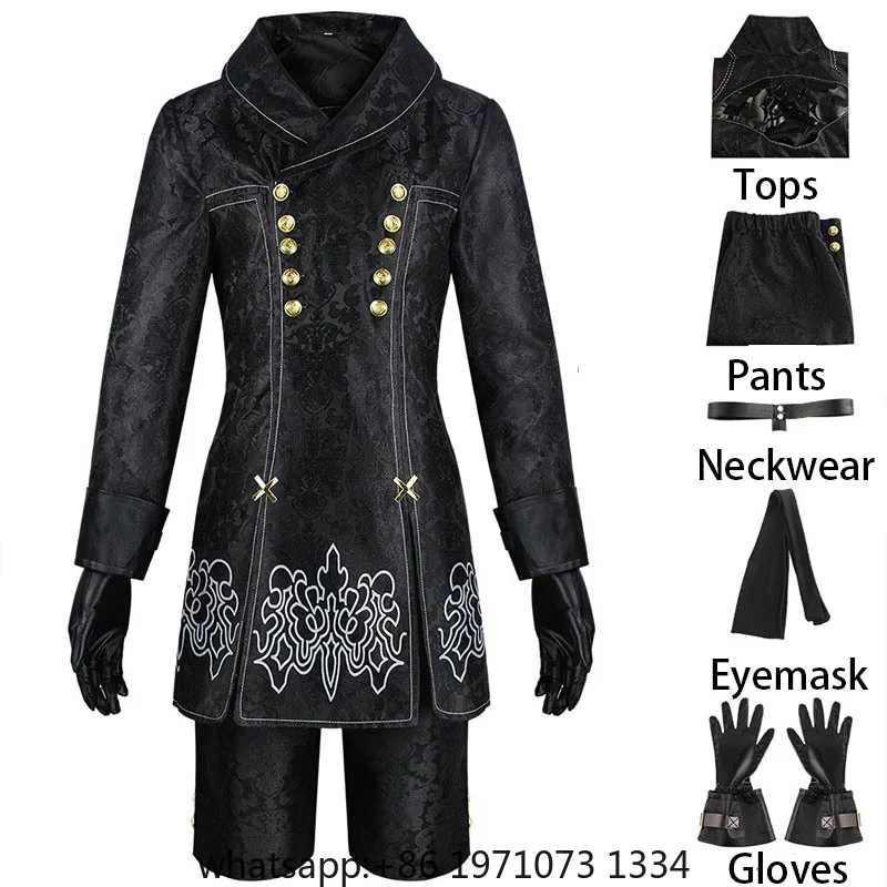 9s-コスプレコツメ-yorha-2b-黒制服眼帯手袋付きハロウィンアニメコミコン-9s-衣装用