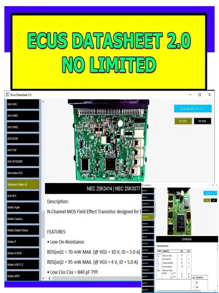 Ecus Datasheet 2.0 ECU إصلاح برنامج PCB المخططات مع مكونات إلكترونية من وحدة التحكم الإلكترونية في السيارة معلومات إضافية ل IAW Bosch