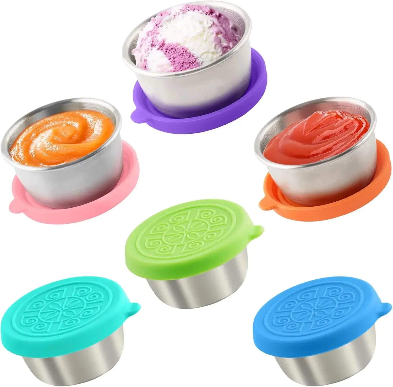 6x1.6 Oz Salad Dressing Containers with Lids, Small Leakproof Reusable Stainless Steel Salad Dressing Container to Go for Lunch