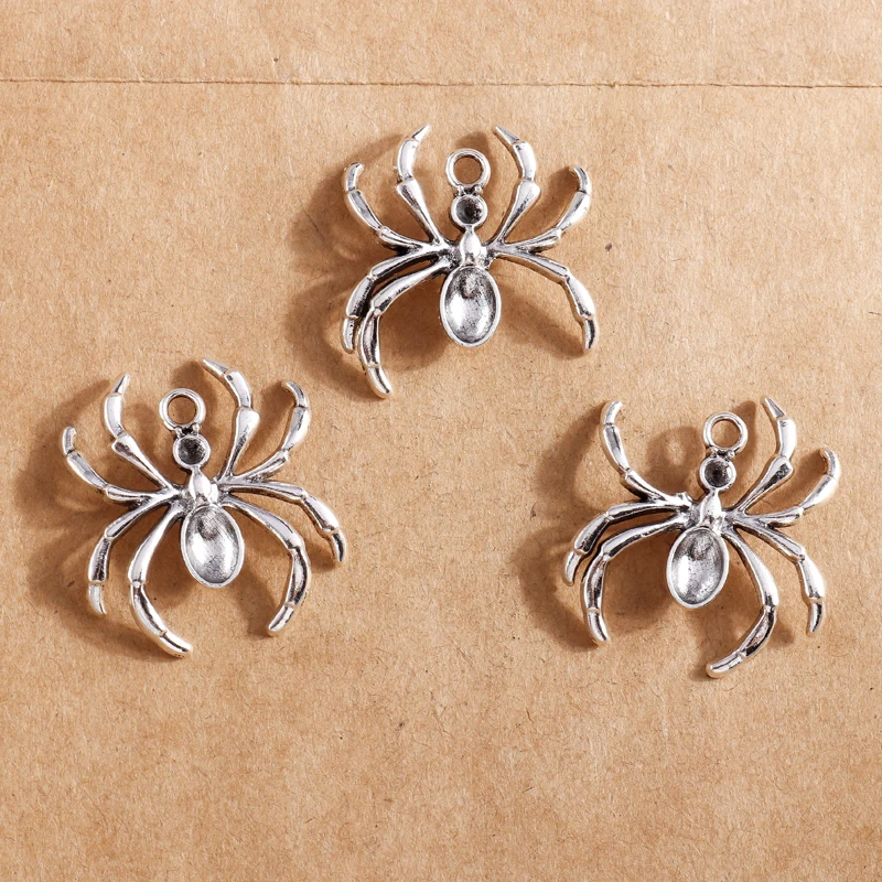 10pcs Retro Silver Color Alloy Cute Spider Charms Pendants for Jewelry Making DIY Earrings Necklaces Handmade Keychains Gifts