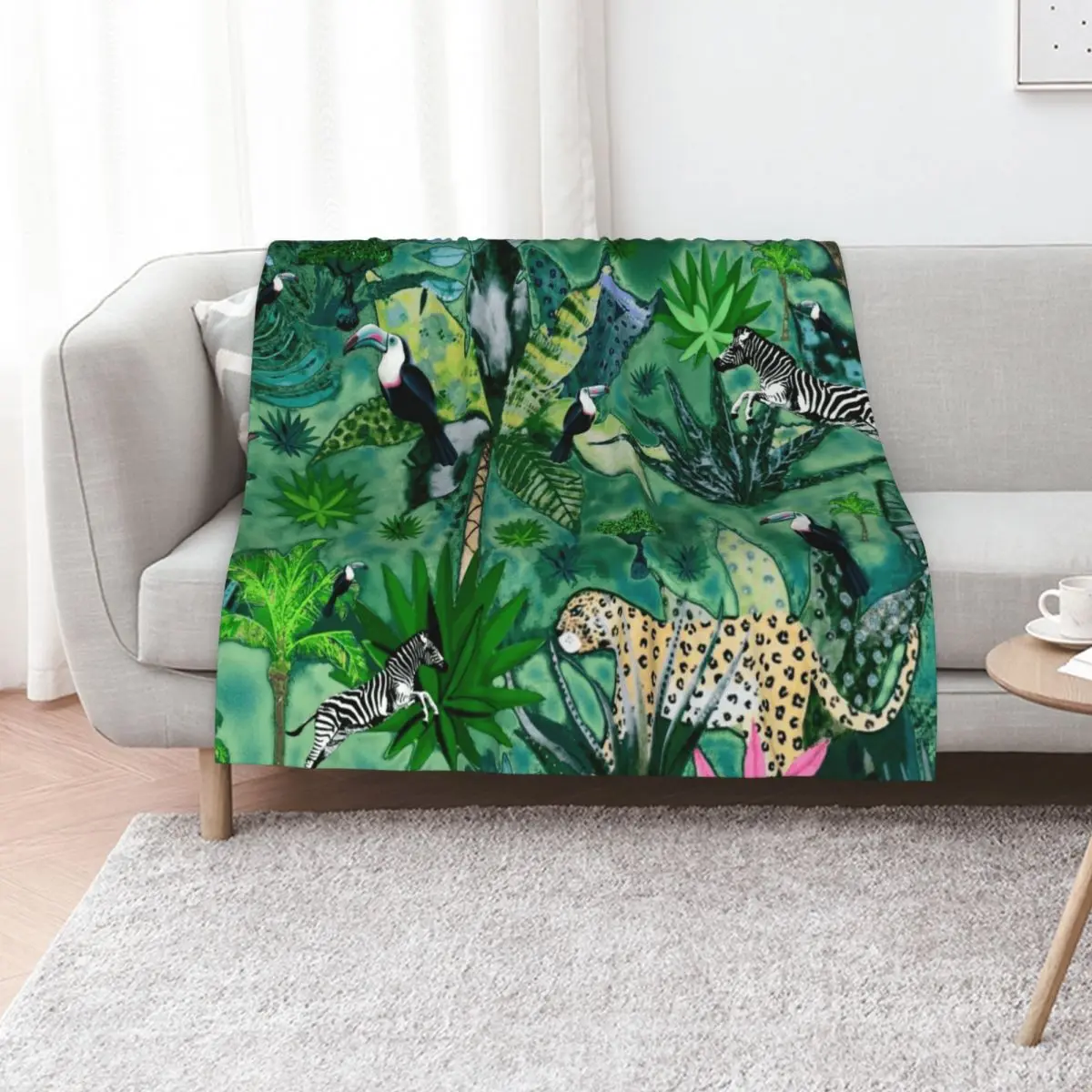 

Jungle Green Throw Blanket Soft Plaid Sofas Beautifuls Weighted Blankets